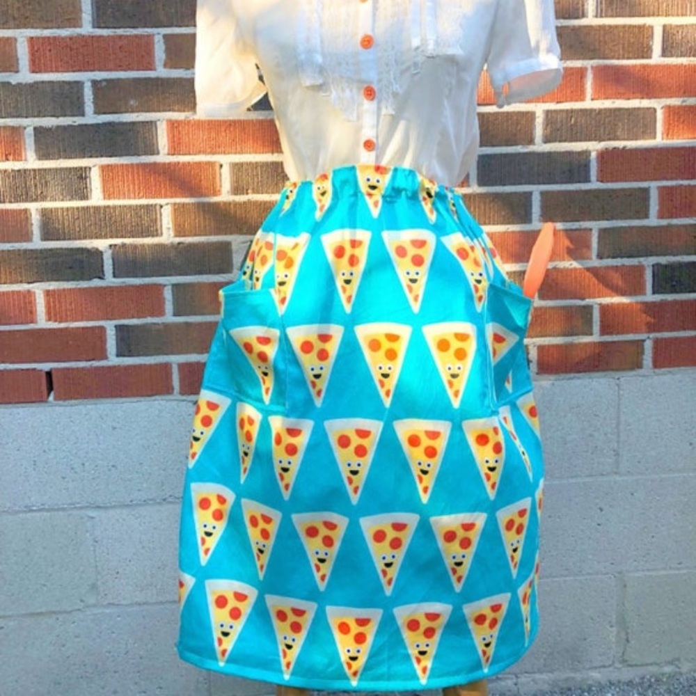 Pizza Elastic Waistband Skirt w/Pockets